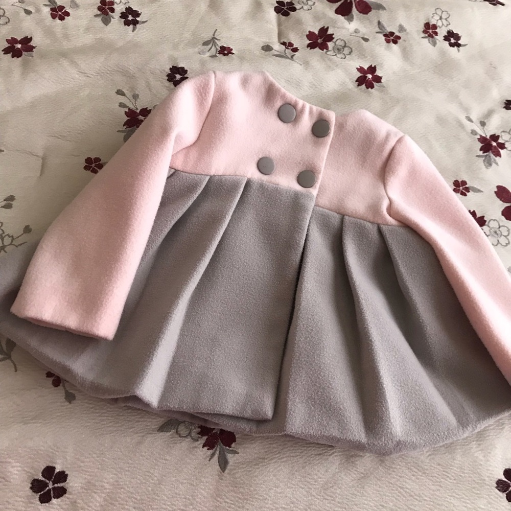 Tahari Baby coat pink grey pleated
